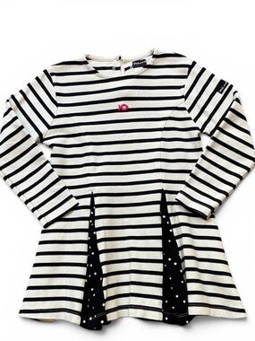 💗Week-end ala Mer Sz 5 Black & White Striped Girl's Dress with Pink Fish Acce